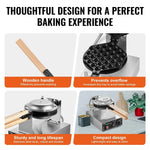 Non-Stick Stainless Steel Bubble Puff w/180° Rotatable 2 Pans & Wooden Handles Amocart Commercial Egg Bubble Waffle Maker 1400W
