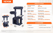 Load image into Gallery viewer, Amocart Cat Tree for Indoor Cats Cat Tower with Cat Condo Sisal Scratching Post HammockTop Perch Jumping Platforms Dark Grey
