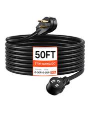 Load image into Gallery viewer, Amocart 30-Amp 7500Watts / 50-Amp 12500 Watts Generator Extension Cord 50 Foot 250 Volts Heavy Duty Power Cable, NEMA 6-50P to 6-50R SWT Flexible Welder Extension Cord with Storage Bag for Generators

