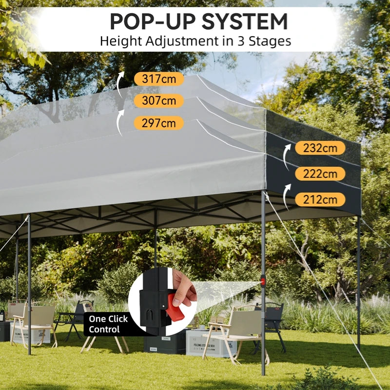 Aoxun 10x20FT Pop Up Gazebo Heavy Duty Instant Canopy Tent with Sides Waterproof Outdoor Shelter for Garden Party BBQ with Wheeled Bag