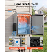 Load image into Gallery viewer, Amocart Outdoor Electrical Box 20 x 16 x 8 in Stainless Steel Ventilated Electrical Enclosure with Thermostat and Fan, Rain Hood, Hinge Connection, Wall/Pole Mounted
