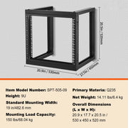 Load image into Gallery viewer, SucceBuy 9U Wall Mount Rack 150lbs Max Load Capacity Open Frame Server Network Rack with Cage Nuts Screw for Server IT Equipment
