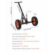 Load image into Gallery viewer, Amocart 1000/1200lbs Tongue Trailer Dolly Carbon Steel Boat Mover with 16.7in/18in - 22in Height Adjustable for Moving Cargo

