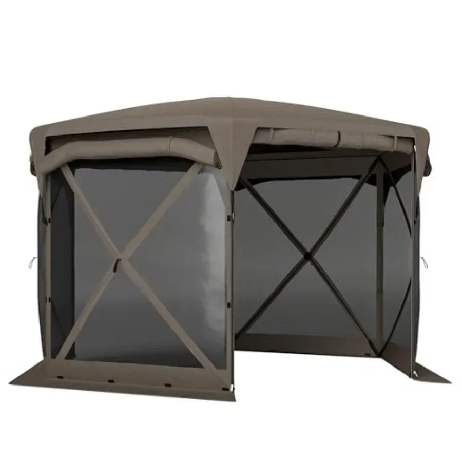 Pop Up Gazebo Sn Tent House 11 x 11ft with UPF30+ Removable Roof Cover 4 Roll-up Wind Panels and Carry Bag for Camping Patio Ba