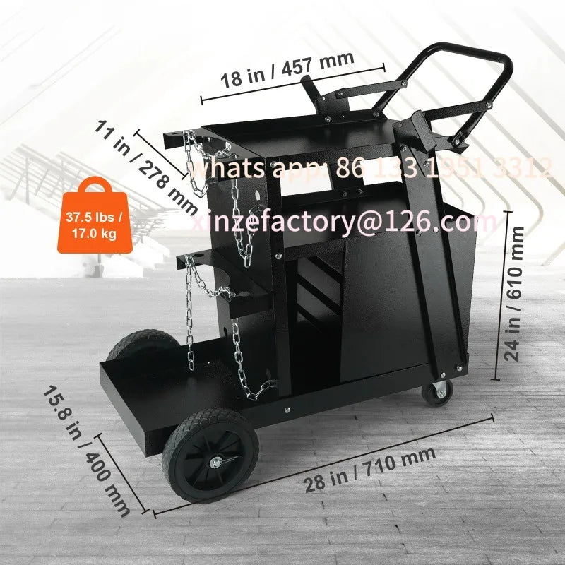 CustomizableWelder Cart with 360° Swivel Wheels Heavy Duty Rolling Welder Cart for Mig P SucceBuy Welding Cart 2-Tier 4 Drawers