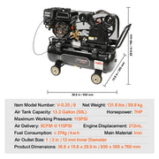 Load image into Gallery viewer, SucceBuy 7HP/15HP Gas Power Air Compressor 10/20/30 Gallon Air Compressor Tank 115PSI Max Pressure for Construction Workshop - AMOCART
