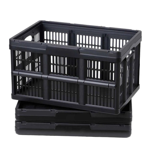 Amocart 45L 3PCS Plastic Collapsible Storage Bins Stackable Folding Storage Crates Space-Saving Containers for Home Organizing