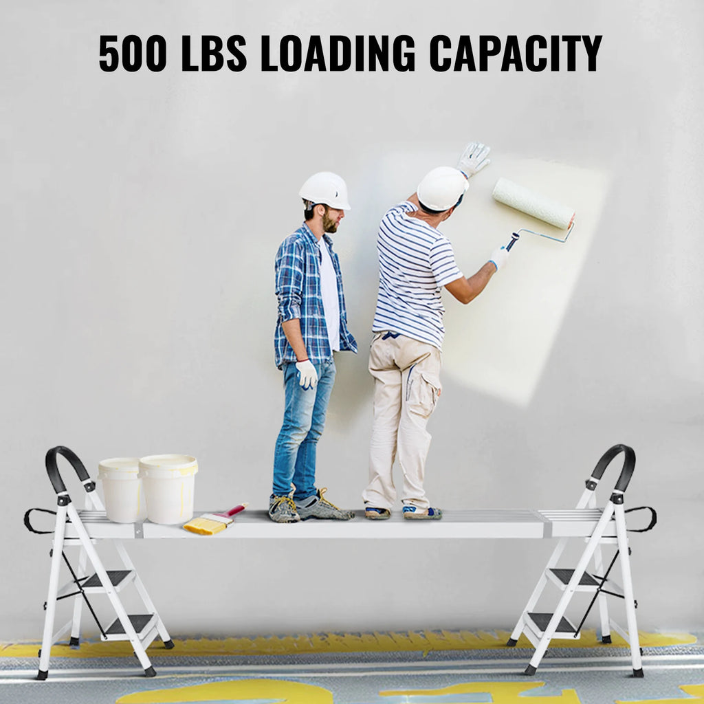 SucceBuy Telescoping Aluminum Work Plank 9-15Feet 500lbs Capacity 12.5inch Width Aluminum Scaffold Plank Extension Staging Plank