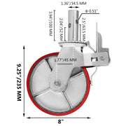 Load image into Gallery viewer, SucceBuy Set Of 4 Scaffolding Non Marking Polyurethane Swivel Caster Wheels 1100lb Cap On Iron with Lock Brake Roller Bearing - AMOCART
