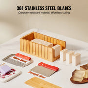 Load image into Gallery viewer, Amocart Soap Making Kit Bamboo Cutting Box and Inner Box with Silicone Mold Stainless Steel Straight Cutter and Wavy Cutter
