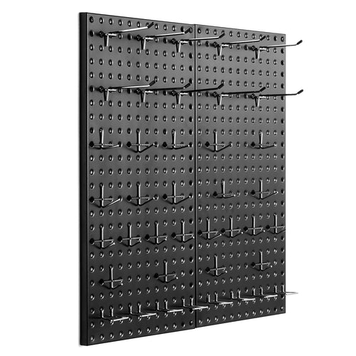 SucceBuy 24 x 12in 2/4pcs Metal Pegboard Panels Wall Organizer with Hooks Accessories for Garage Tool Storage Craft Room Home