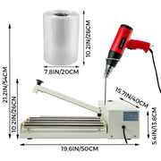 Bild in Galerie-Viewer laden, SucceBuy 12/18/24in Shrink Wrap Sealer Laminating Machine W/ Heat Gun 1800W Film Available Roll For PVC POF Film Books Toys Food
