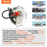 Load image into Gallery viewer, SucceBuy 33/50/66ft Fuel Hose Reel Extra Long Retractable Spring Driven Auto Swivel Rewind for Auto Repair Heavy Industries - AMOCART
