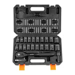 Amocart 23PCs 1/2" Drive Impact Socket Set Socket Set SAE (7/16" -1")& Metric (13-24mm) 6 Point Cr-V Alloy Steel Auto Repair
