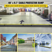 Load image into Gallery viewer, Amocart 2 Channel Cable Protector Ramp Wire Cable Cover Cord Guard Rubber + PVC 11000LBS Speed Bump Parking Driveway Traffic
