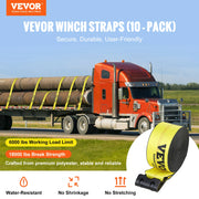Load image into Gallery viewer, SucceBuy Winch Straps Truck Straps with Flat Hook Flatbed Tie Downs Cargo Control for Trailers Farms Rescues Tree Saver Yellow - AMOCART
