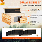 Load image into Gallery viewer, SucceBuy Bee Hive Deep Box Starter Kit 100% Beeswax Coated Natural Cedar Wood Langstroth Beehive Kit Transparent Acrylic
