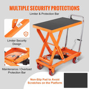 Load image into Gallery viewer, with 4 Wheels for Material Handling Transport SucceBuy 1100lbs Hydraulic Lift Table Cart Manual  Scissor 35.4" Lifting Height
