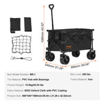 Amocart Collapsible Folding Wagon Beach Wagon Cart with All-Terrain Wheels Drink Holder Sport Wagon for Camping Shopping Garden