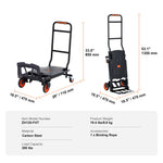 Amocart Folding Hand Truck Aluminum Heavy Duty Industrial Collapsible Dolly Cart for Transport Moving in Warehouse Supermarket