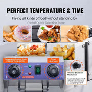 Bild in Galerie-Viewer laden, Amocart  Electric Deep Fryer w/Dual Removable Tanks 12L 5000W Commercial Countertop  Fryer for Chicken French Fries
