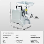 Amocart Electric Meat Grinder 5 Lb/Min Industrial Meat Mincer with Blade Grinding Plate Sausage Stuffing Blade and 3 Tubes