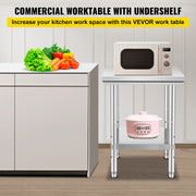 Bild in Galerie-Viewer laden, SucceBuy Stainless Steel Table for Prep &amp; Work Metal Commercial Kitchen Heavy Duty Table with Adjustable Under Shelf and Foot
