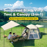 Load image into Gallery viewer, Automatic Pop Up Camping Tent with Awning Double Layer Sunproof Hexagonal Gazebo, Instant Setup Large Space Tourist Family Tent
