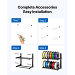 Amocart 2-Tier Wall Mount Printer Filament Storage Rack with Wheels Rolling Filament Spool Holders for 3D Printing Studio