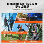 Amocart 120ft Dual-Weave Polyester Cord 3/8 1/2in 48-Strand Multi-Use Rope for Arborist Activities Outdoor Adventures Versatile