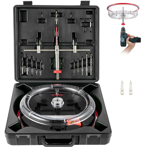 Amocart Adjustable Steel Hole Saw Cutter Kit 40-200mm w/ Shield Hole Cutter Drill Bit DIY Tool Sheetrock Veneer Slate