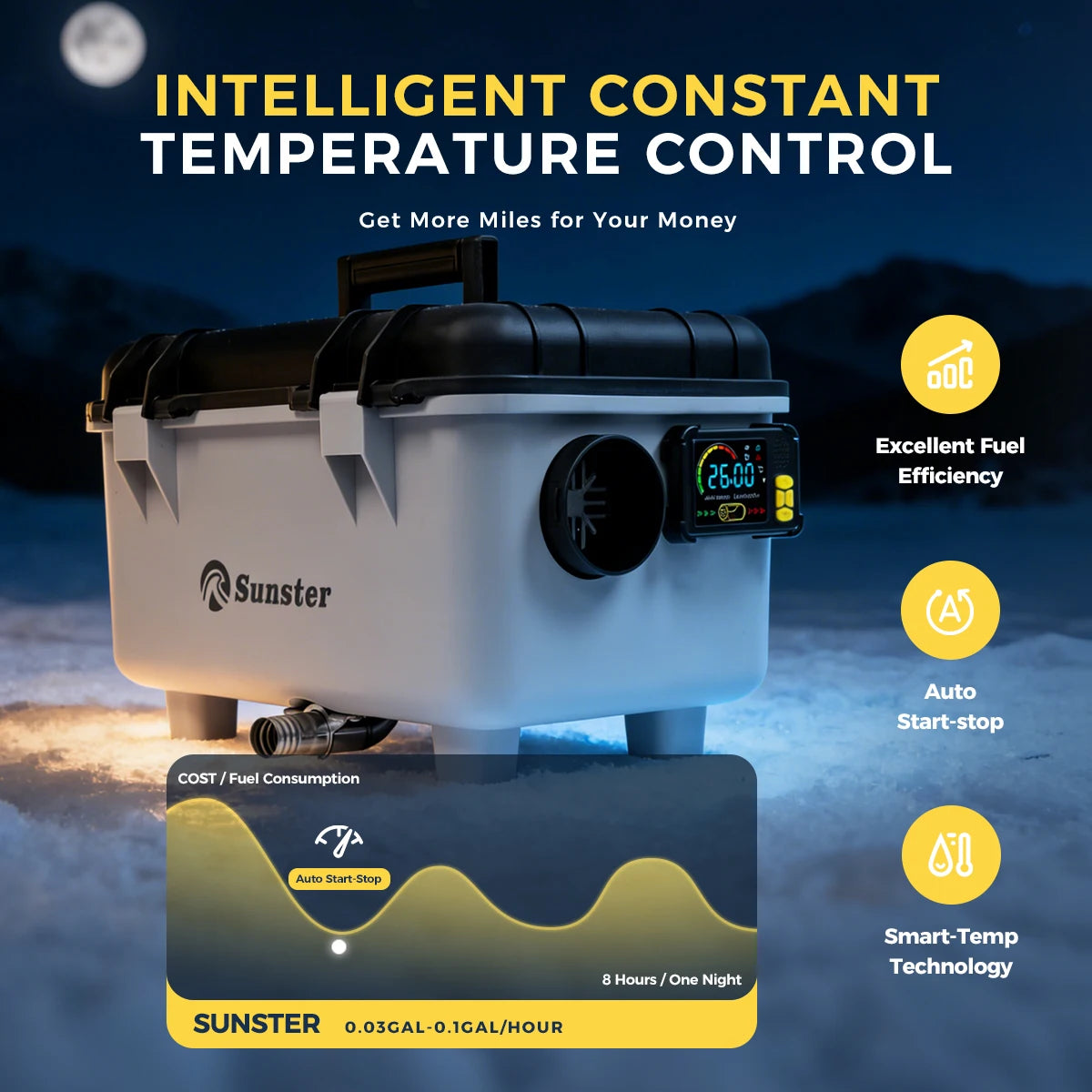 8KW 12V/24V/230V Toolbox Diesel Air Heater Quiet Night Heater W/Power Adapter/Constant Temperature/LCD Panel For Motorhome Truck Amocart