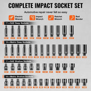 Load image into Gallery viewer, Amocart Drive Impact Socket Set Deep&amp;Shallow Socket Set CR-V Alloy Steel for Auto Repair Easy-to-Read Size Marking Storage Case
