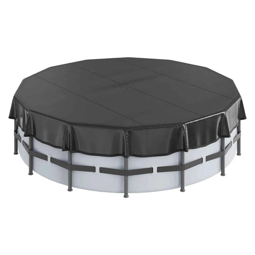SucceBuy 18/15Ft Round Pool Cover Solar Covers for Above Ground Pools Safety Pool Cover with Drawstring Design Black