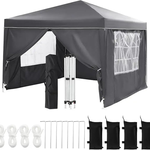 10*10FT Heavy Duty Pop Up Canopy Tent with Sidewalls Easy Up Commercial Outdoor Wedding Party Tent for Parties All Season Waterproof Gazebo with Storage Bagx
