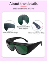 CE EN207 OD6+ 190-540nm Laser Eye Protection Anti-Scratch PC Laser Eyewear for Engraving Marking Industrial Laser Safety Goggle