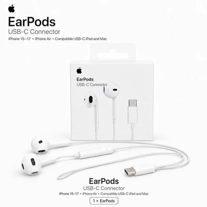 Official Apple EarPods Wired Earphones 3.5mm Lightning USB-C Connector with Mic Volume Control for iPhone iPad Mac