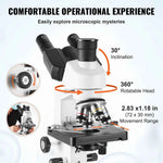 Amocart Compound Trinocular Microscope 40X-2500/40X-5000X Magnification Lab Microscope w/ LED Illumination & External Interface