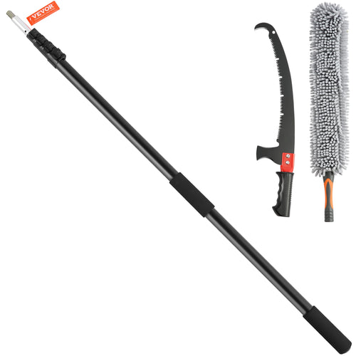 SucceBuy Manual Pole Saw Extendable Tree Pruner Sharp Steel Blade for Branches Trimming with Lightweight Aluminum Alloy Handle