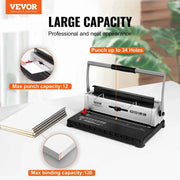 Load image into Gallery viewer, Amocart Coil Spiral Binding Machine Manual Book Maker 34-Holes Binding 120 Sheets Punch Binder w/ Adjustable Coil Binding Spine
