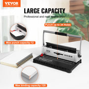 Load image into Gallery viewer, SucceBuy Coil Spiral Binding Machine Manual Book Maker 34-Holes Binding 120 Sheets Punch Binder w/ Adjustable Coil Binding Spine
