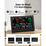 Amocart 7-in-1 Wireless Weather Station 7.5-Inch VA Display Solar Powered Sensor, Rain Gauge, Indoor&Outdoor Forecast, No WiFi