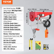 Bild in Galerie-Viewer laden, Amocart 2200 lbs Electric Hoist Single/Double Slings Lift Crane Hoist with Wireless/Wired Control Electric Winch for Garage
