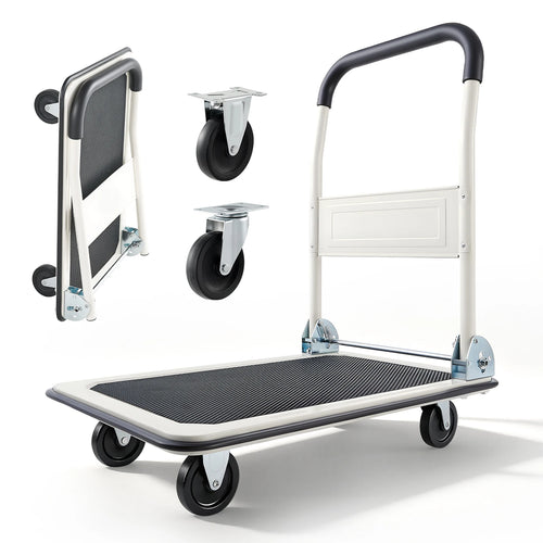 SucceBuy 330/660 lbs Foldable Push Cart Dolly with Swivel Wheels Moving Platform Truck Push Handle Flatbed Cart for Easy Storage
