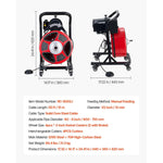 Amocart Drain Cleaner Machine 50 FT x 1/2 Inch Manual Feed Sewer Snake Auger with Air-Activated Foot Switch for 2" to 6" Pipes