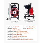Load image into Gallery viewer, Amocart Drain Cleaner Machine 50 FT x 1/2 Inch Manual Feed Sewer Snake Auger with Air-Activated Foot Switch for 2" to 6" Pipes
