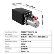 Load image into Gallery viewer, SucceBuy Hydraulic Power Unit 3200 PSI Max Relief Pressure &amp; 0.91GPM Flow Rate with Metal Reservoir for Dump Trailer Car Lifting - AMOCART
