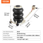 SucceBuy Pneumatic Jack 3 Ton/5 Ton Triple Bag Air Jack Quick Lift Heavy Duty Car Repair Jacks Folding Rod Jacks with Two Wheels
