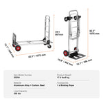 Amocart 400 Lbs Folding Hand Truck Lightweight Dolly With Wheels Foldable Luggage Utility Cart For Warehouse Transport Moving