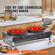 Load image into Gallery viewer, SucceBuy 16in Electric Crepe Maker Double Head Commercial Crepe Machine Flat Plate Crepe Griddle Desktop Cereals Pancake Stove - AMOCART
